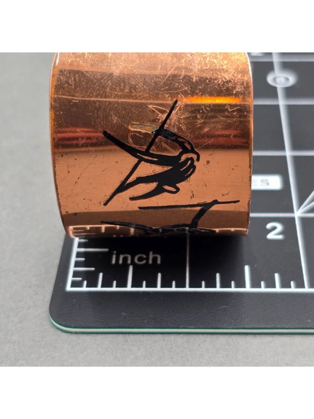 Vintage Copper Tribal Cuff Bracelet African Hunting Theme Enamel Wide Statement - Picture 7 of 9